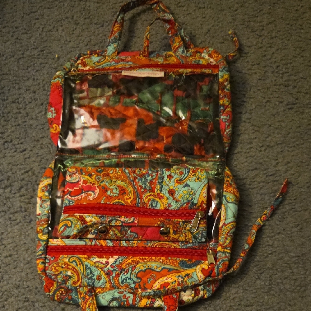 Quilted Paisley Hanging Travel Organizer - Red, Orange, Turquoise